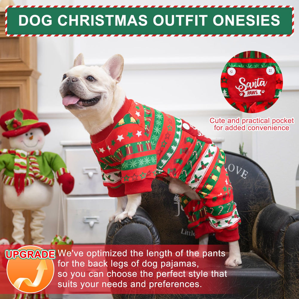 BEAUTYZOO dog christmas pajamas elastic collar hidden buttons simplify dressing