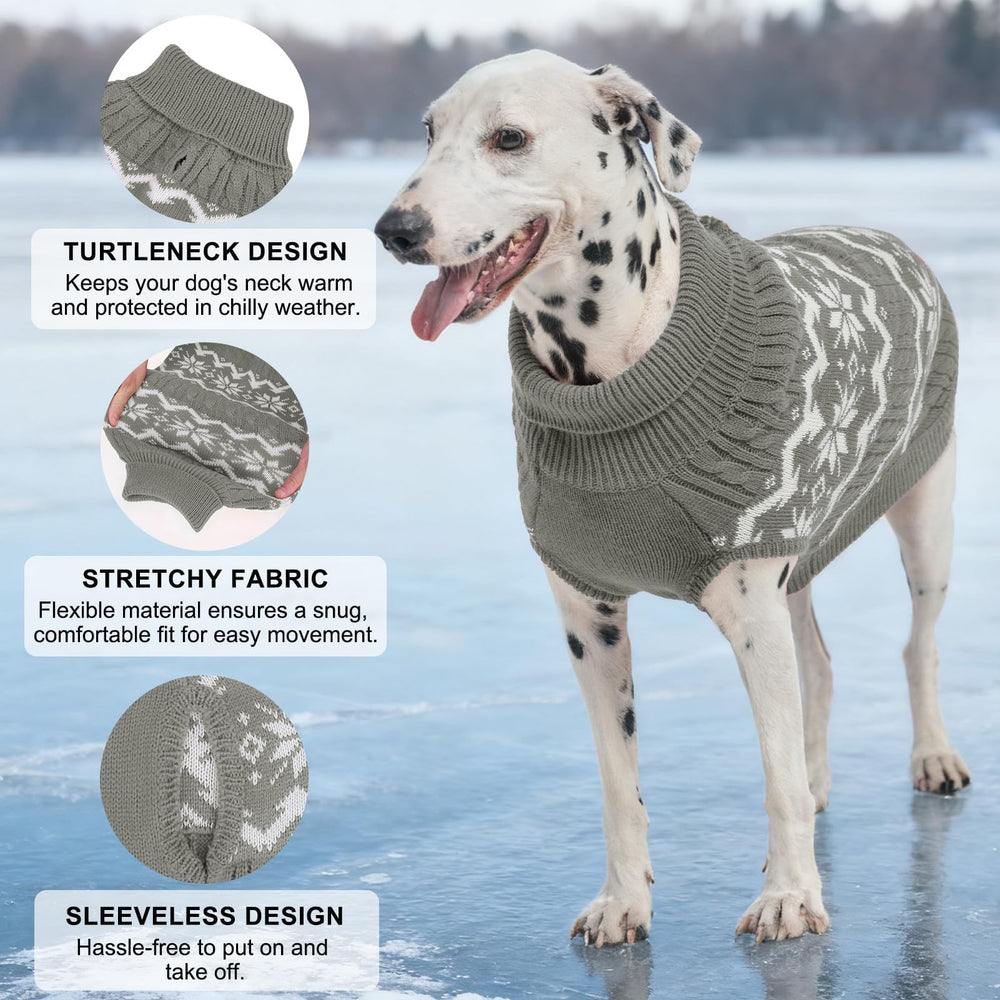 BEAUTYZOO dog Christmas sweater gray side view shows flexible knit for comfortable movement
