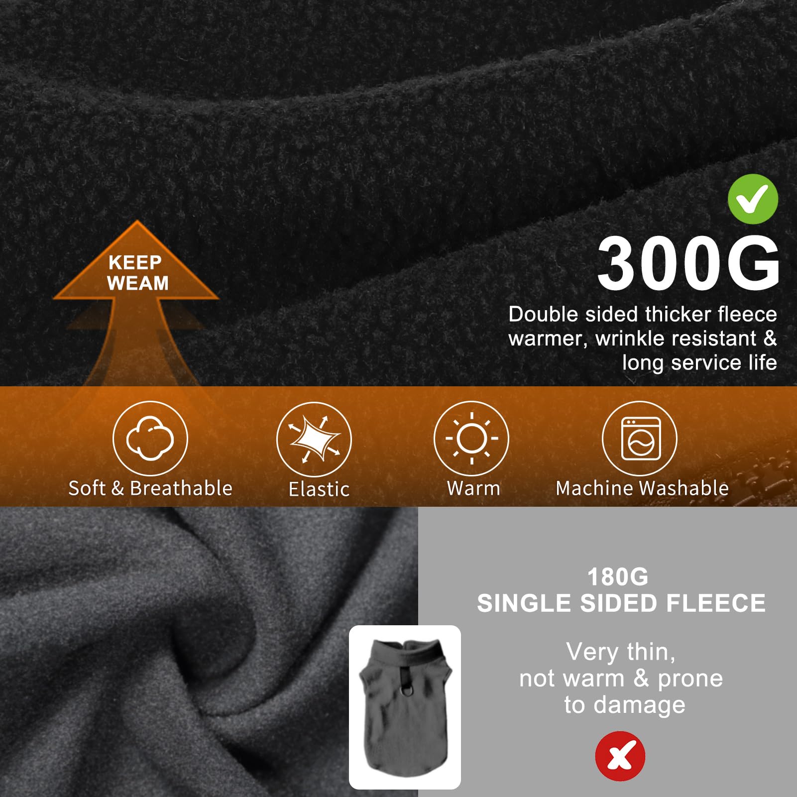 BEAUTYZOO fleece vest back view shows dual D-Ring leash attachment for quick walks.