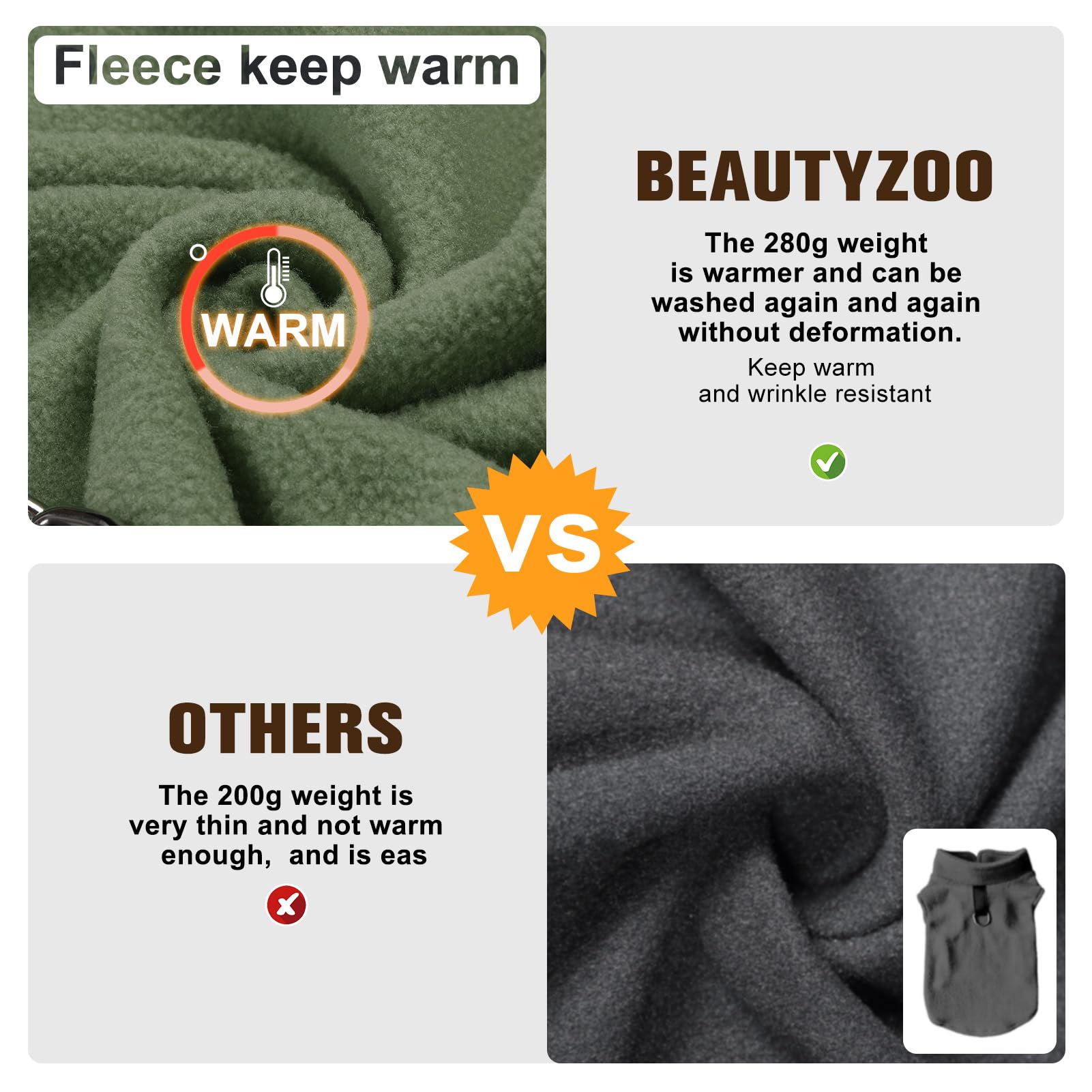 BEAUTYZOO dog fleece vest bright colors and patterns for visibility