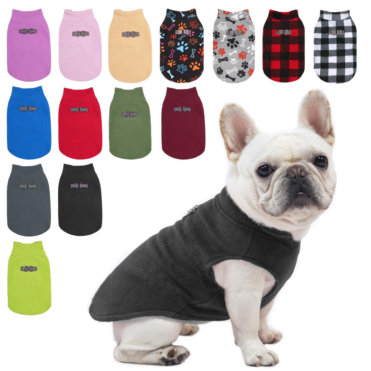 BEAUTYZOO Dog Fleece Vest front view shows cozy warmth for winter walks.