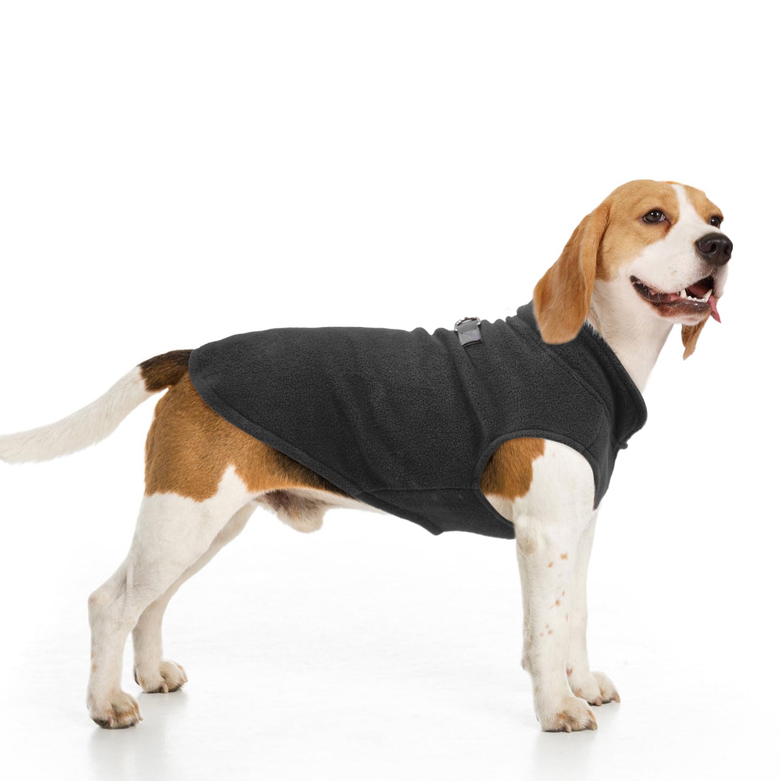 BEAUTYZOO dog fleece vest front view keeps small dogs warm during chilly walks.