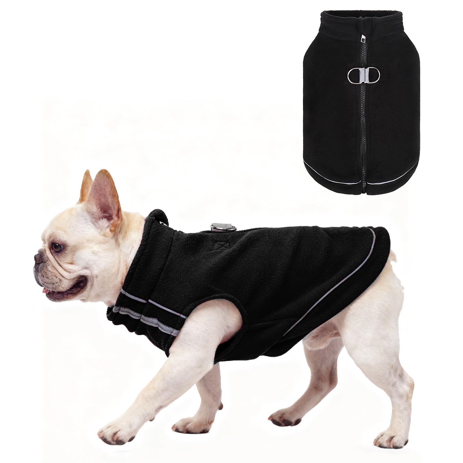 BEAUTYZOO dog fleece vest front zip for snug warmth during chilly walks.