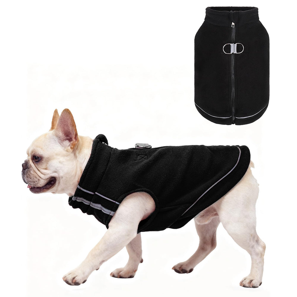 BEAUTYZOO dog fleece vest front zip for snug warmth during chilly walks.