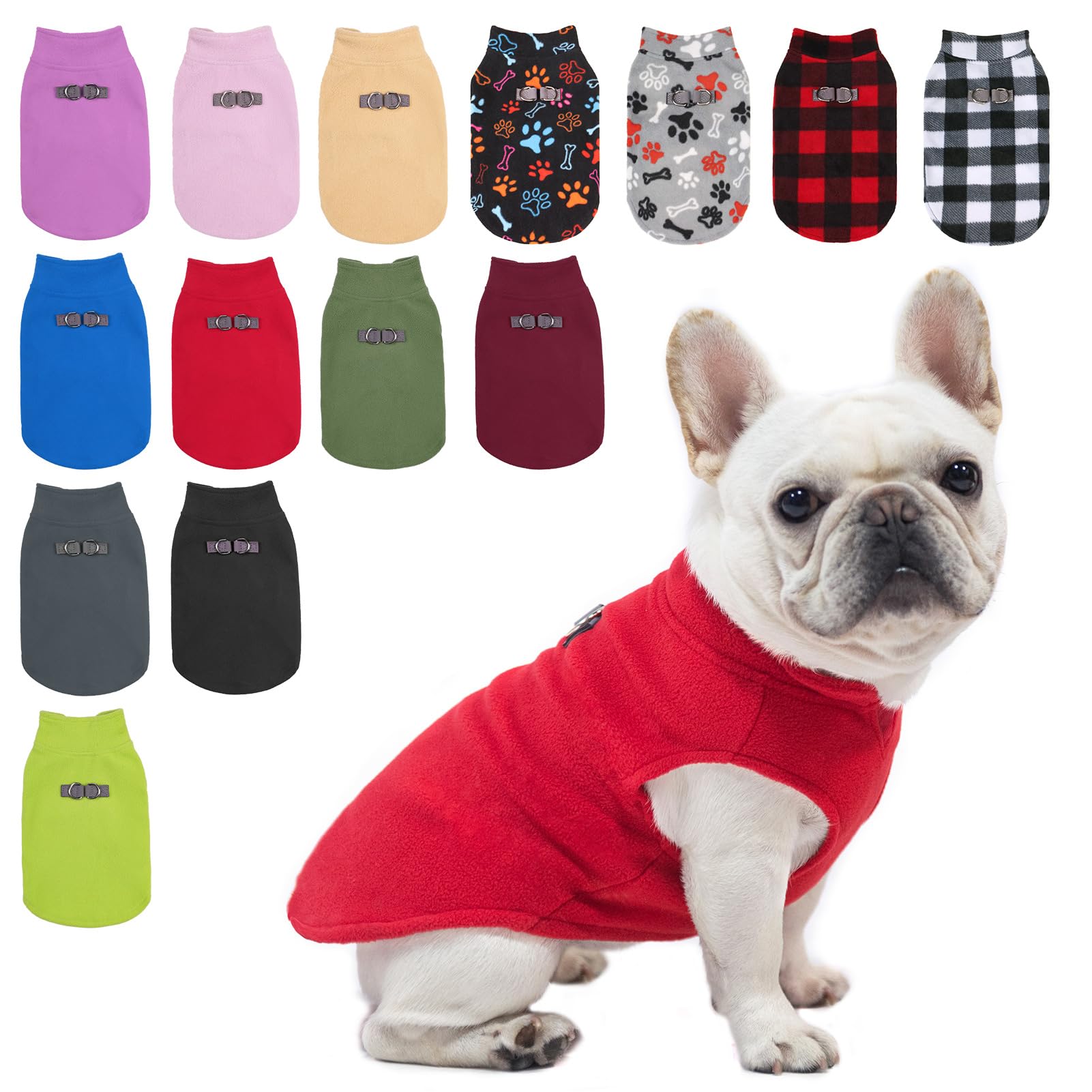 BEAUTYZOO dog fleece vest front view showing warm exterior and smooth fleece interior for small dogs