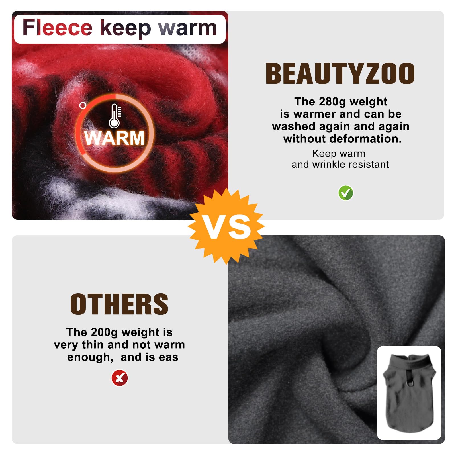 BEAUTYZOO dog fleece vest machine-washable fabric for quick cleaning