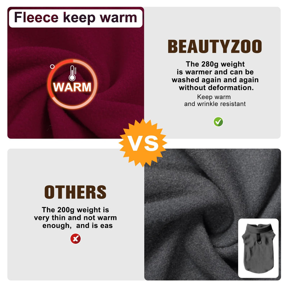 BEAUTYZOO dog fleece vest pullover design for easy on/off without zippers.