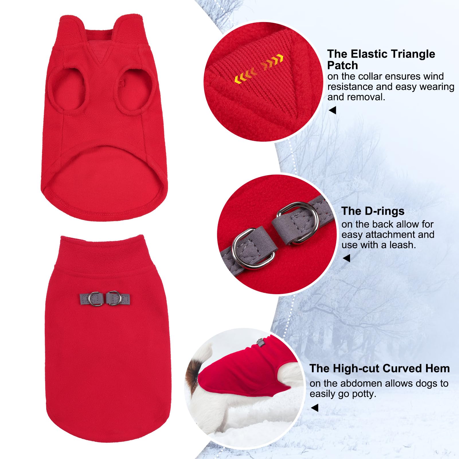 BEAUTYZOO dog fleece vest size chart overview for XS to XL