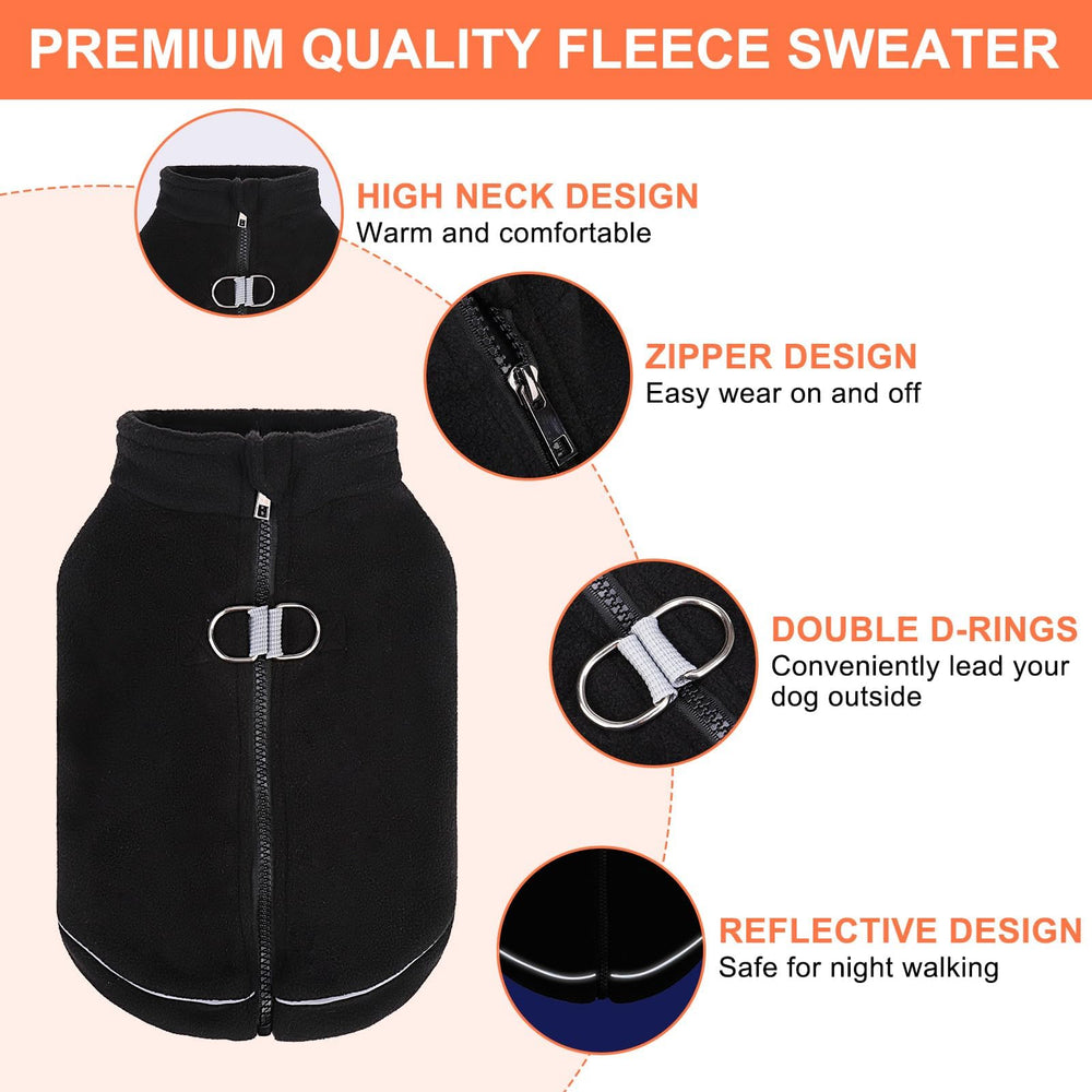 BEAUTYZOO dog fleece vest sweater back view highlights full coverage for chilly outings.