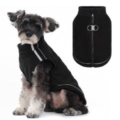 BEAUTYZOO dog fleece vest sweater front view shows warm, snug fit for small dogs.