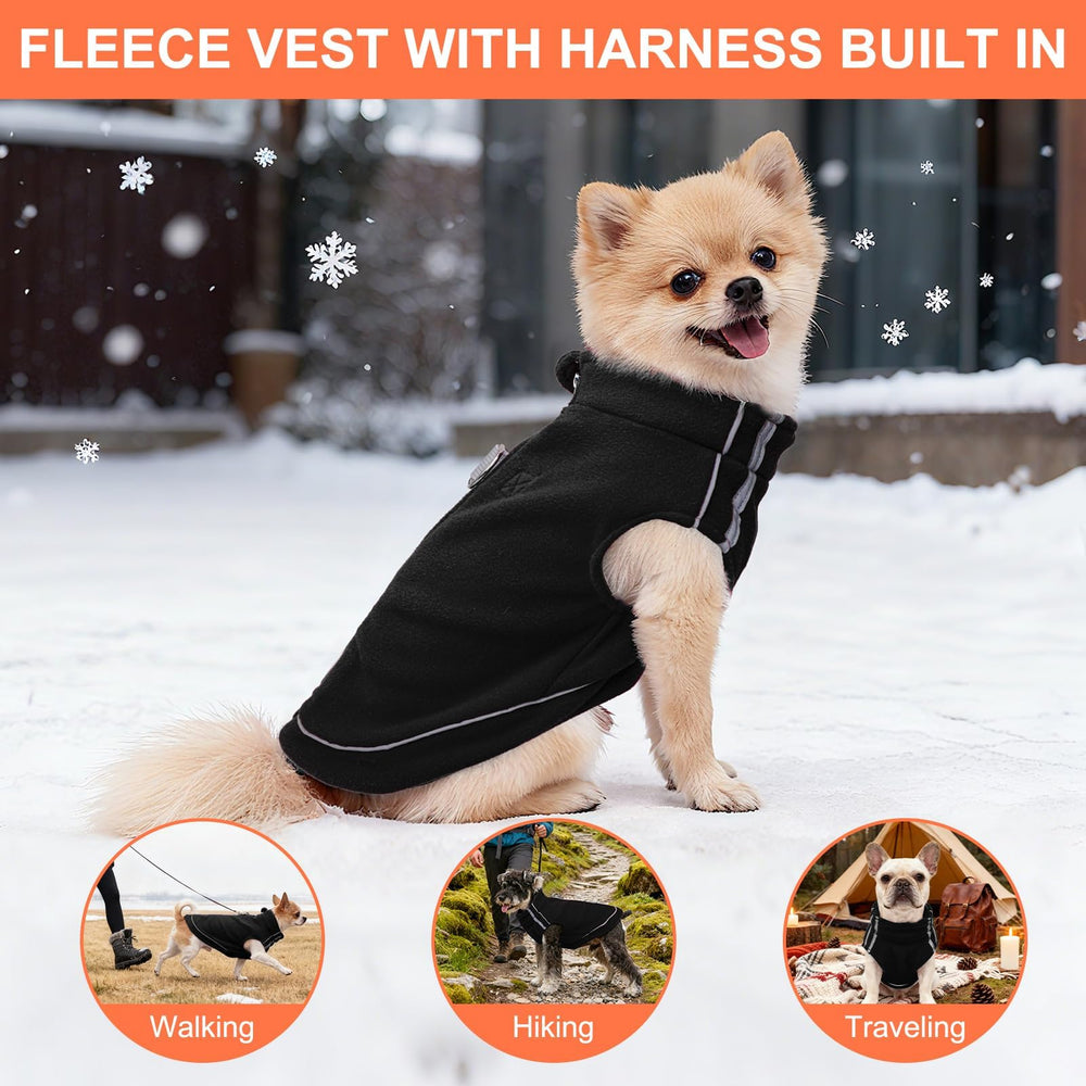 BEAUTYZOO dog fleece vest sweater reflective strips boost nighttime visibility.