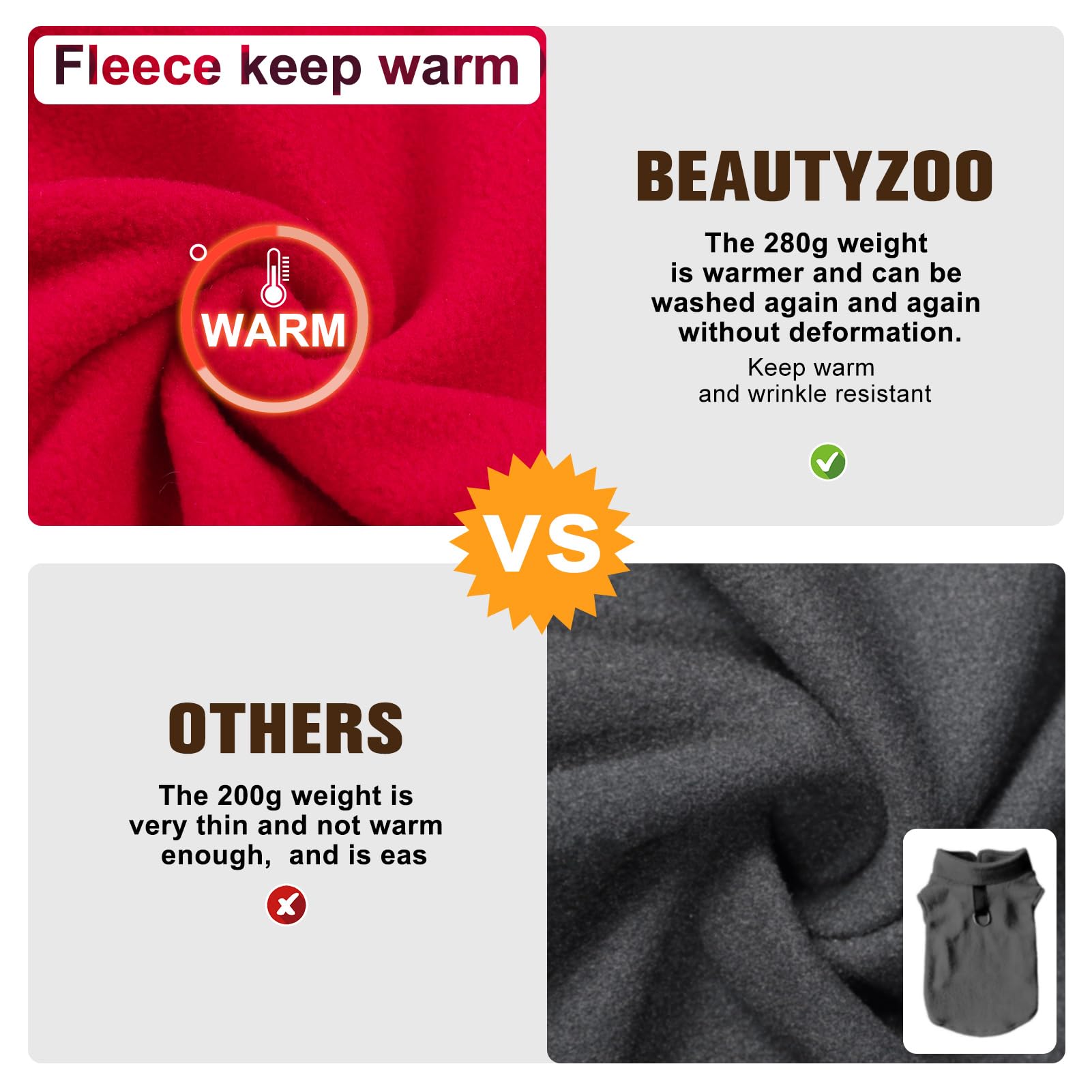 BEAUTYZOO dog fleece vest soft fleece texture emphasizing cozy comfort