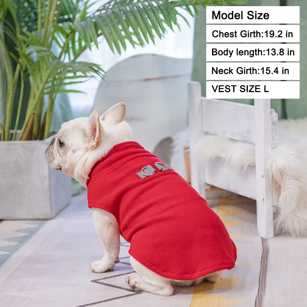 BEAUTYZOO dog fleece vest worn during a walk with leash attached