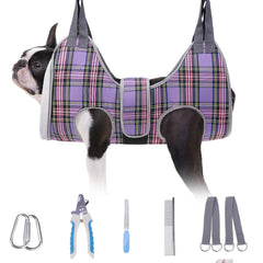 BEAUTYZOO dog grooming hammock backstrap demonstrates secure hold for stress-free nail trims.