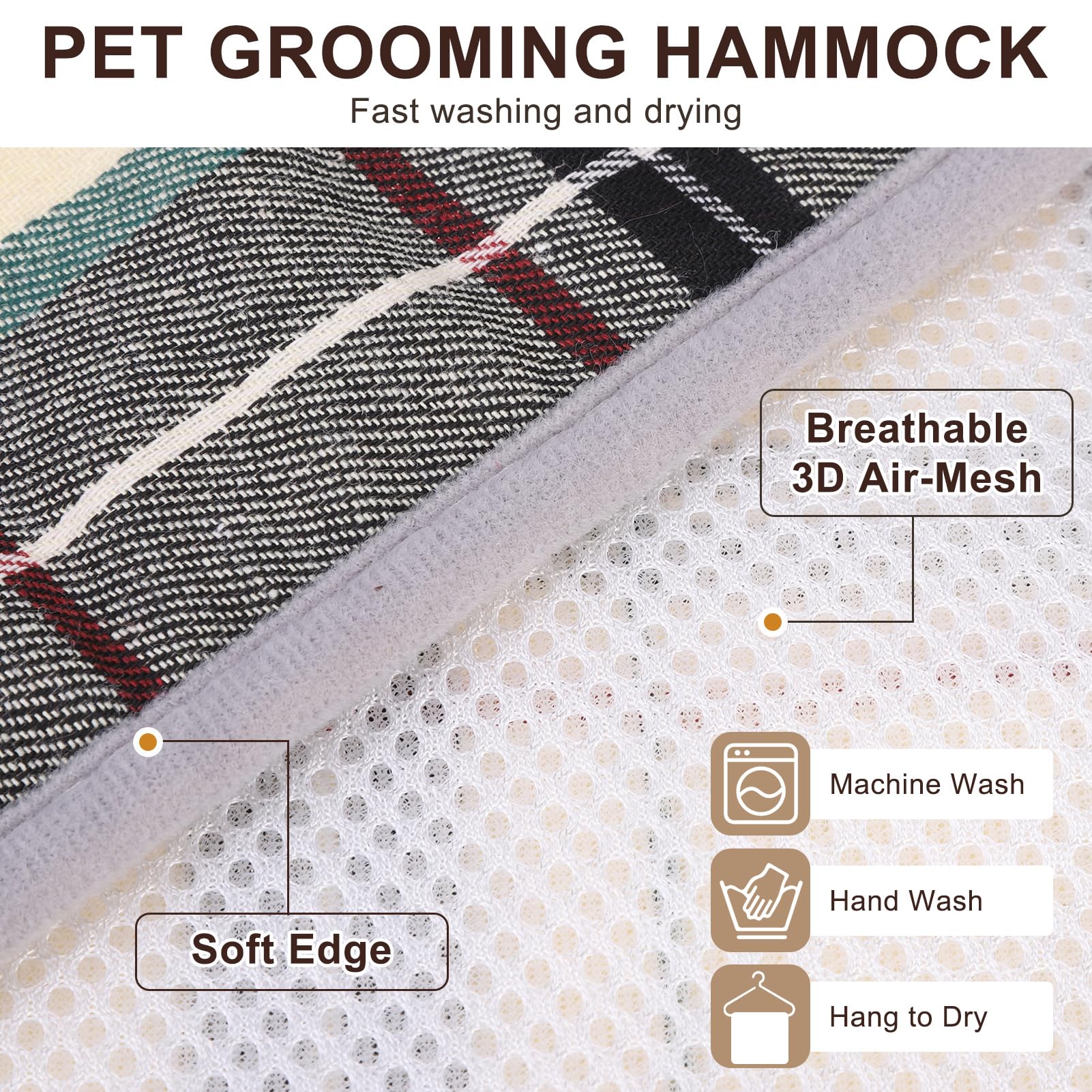 BEAUTYZOO dog grooming hammock beige adjustable strap for customizable comfort