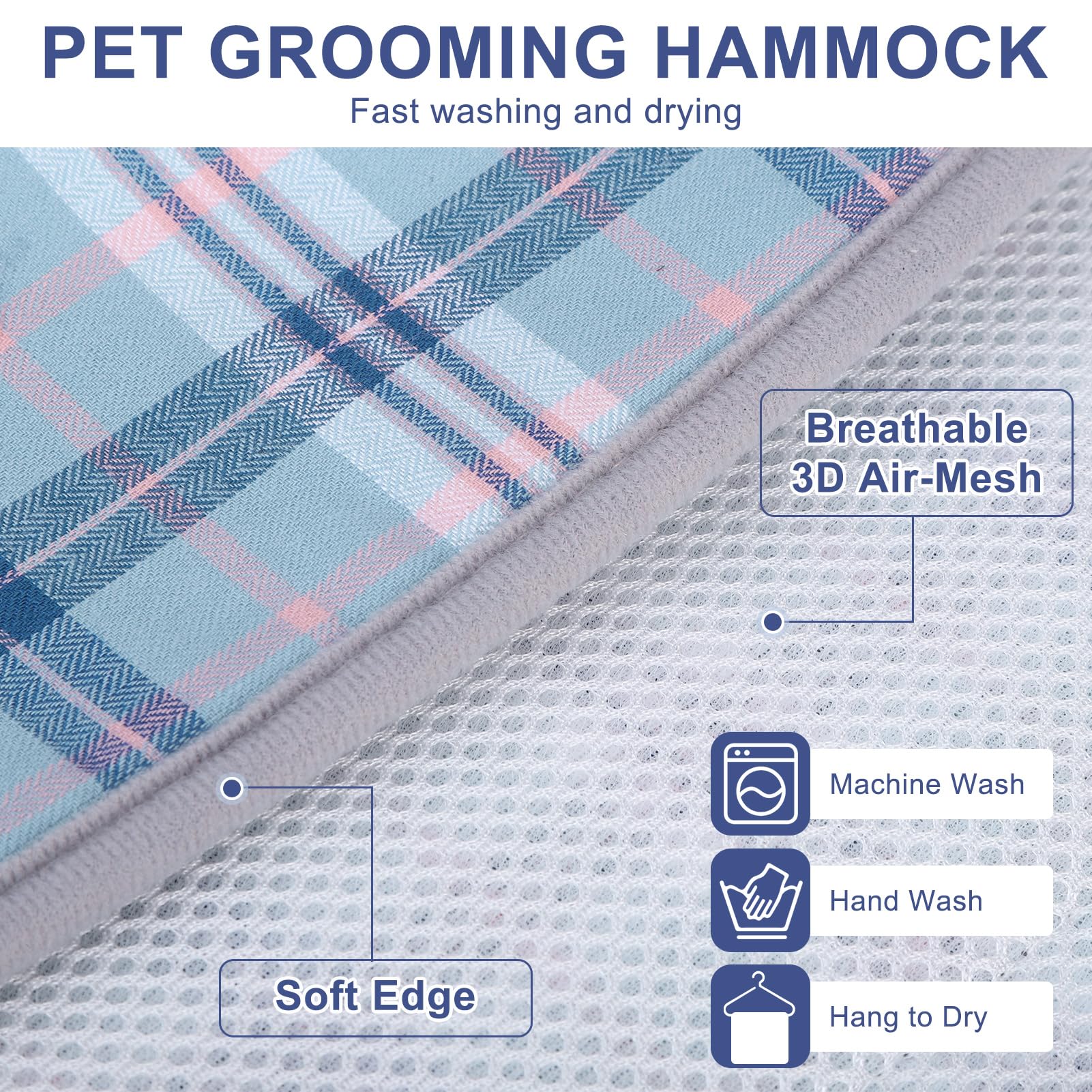 Beautyzoo dog grooming hammock blue heavy duty carabiners for stable restraint