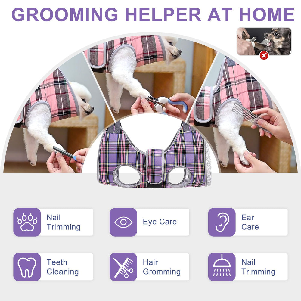 BeautyZoo dog grooming hammock heavy-duty carabiners ensuring durable restraint.