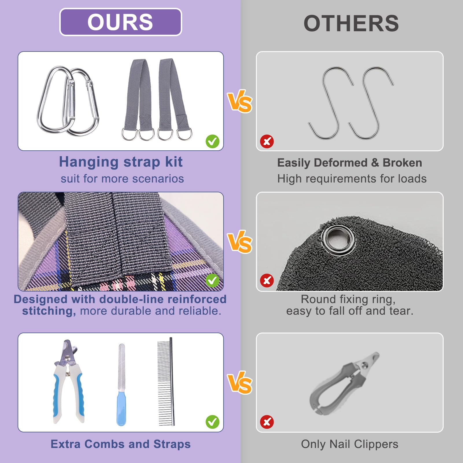BeautyZoo dog grooming hammock wide underbody support prevents pinching.