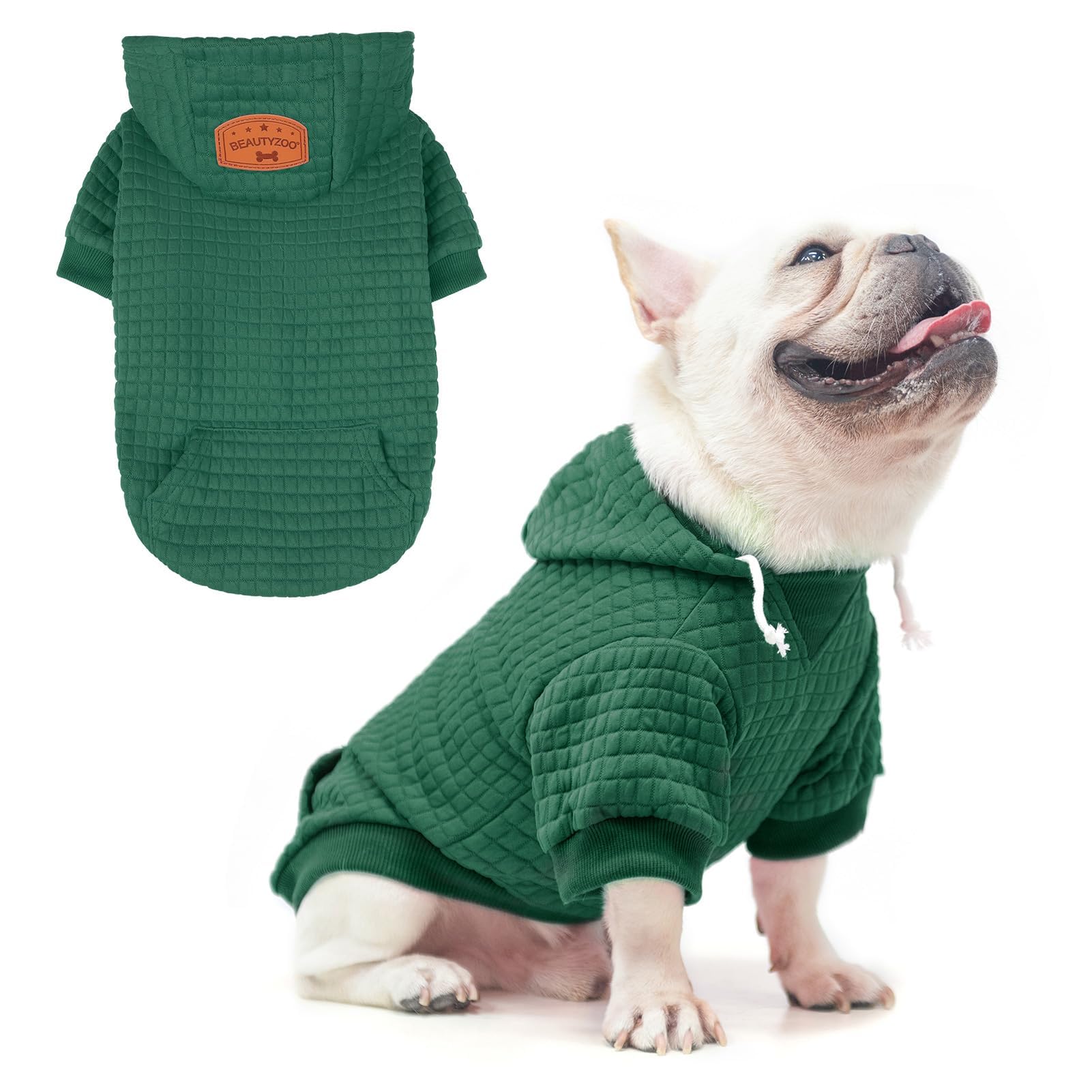 BEAUTYZOO dog hoodie black pull-over for winter warmth.