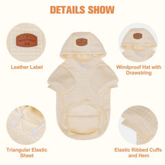 BEAUTYZOO dog hoodie hood detail shows secure fit with adjustable drawstring for outdoor wear