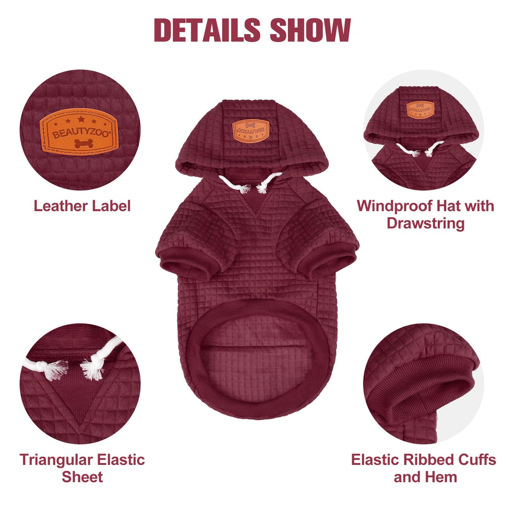 BEAUTYZOO dog hoodie hood with drawstring fits comfortably on head