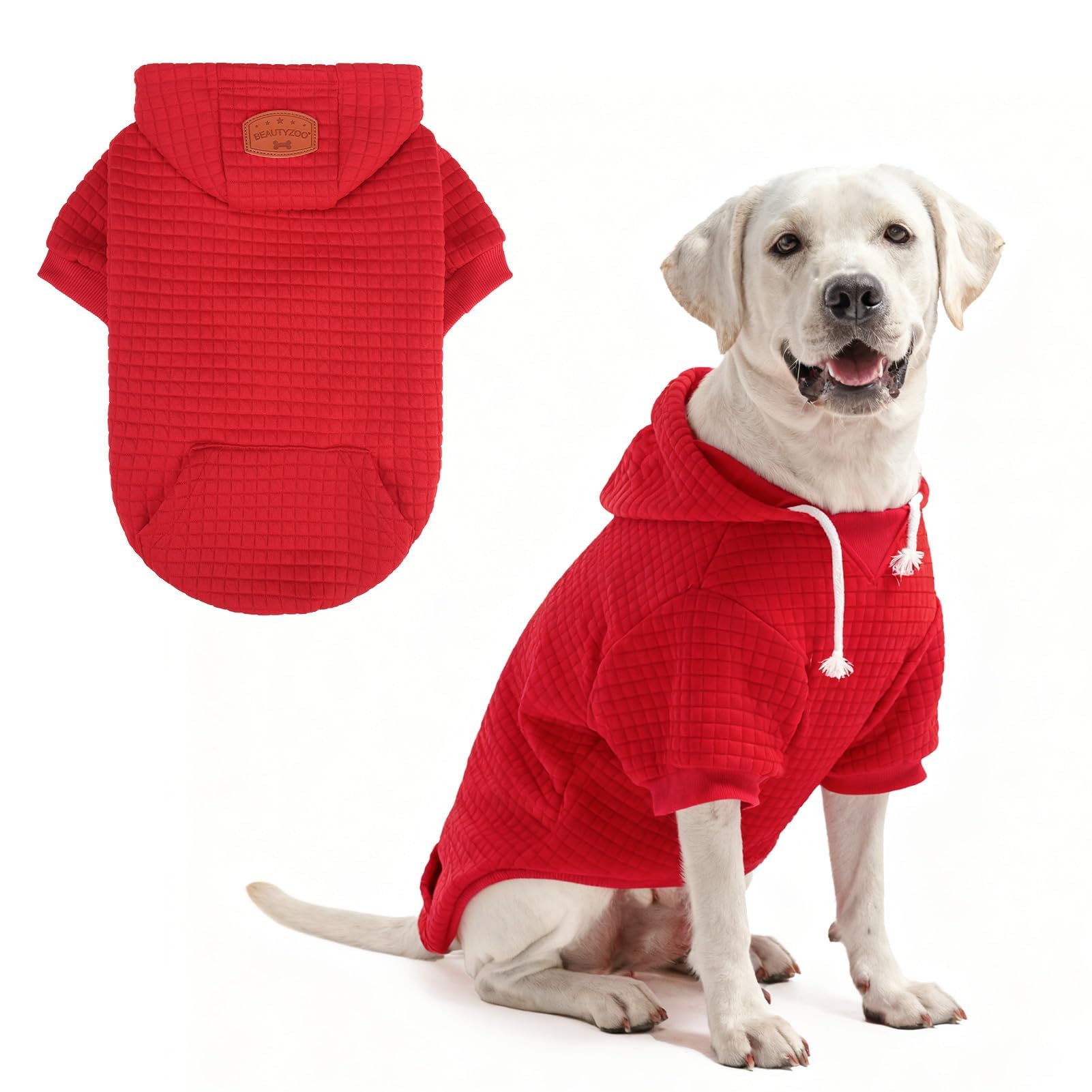 BEAUTYZOO dog hoodie with leash hole and pocket ready for daily walks and hands-free control.