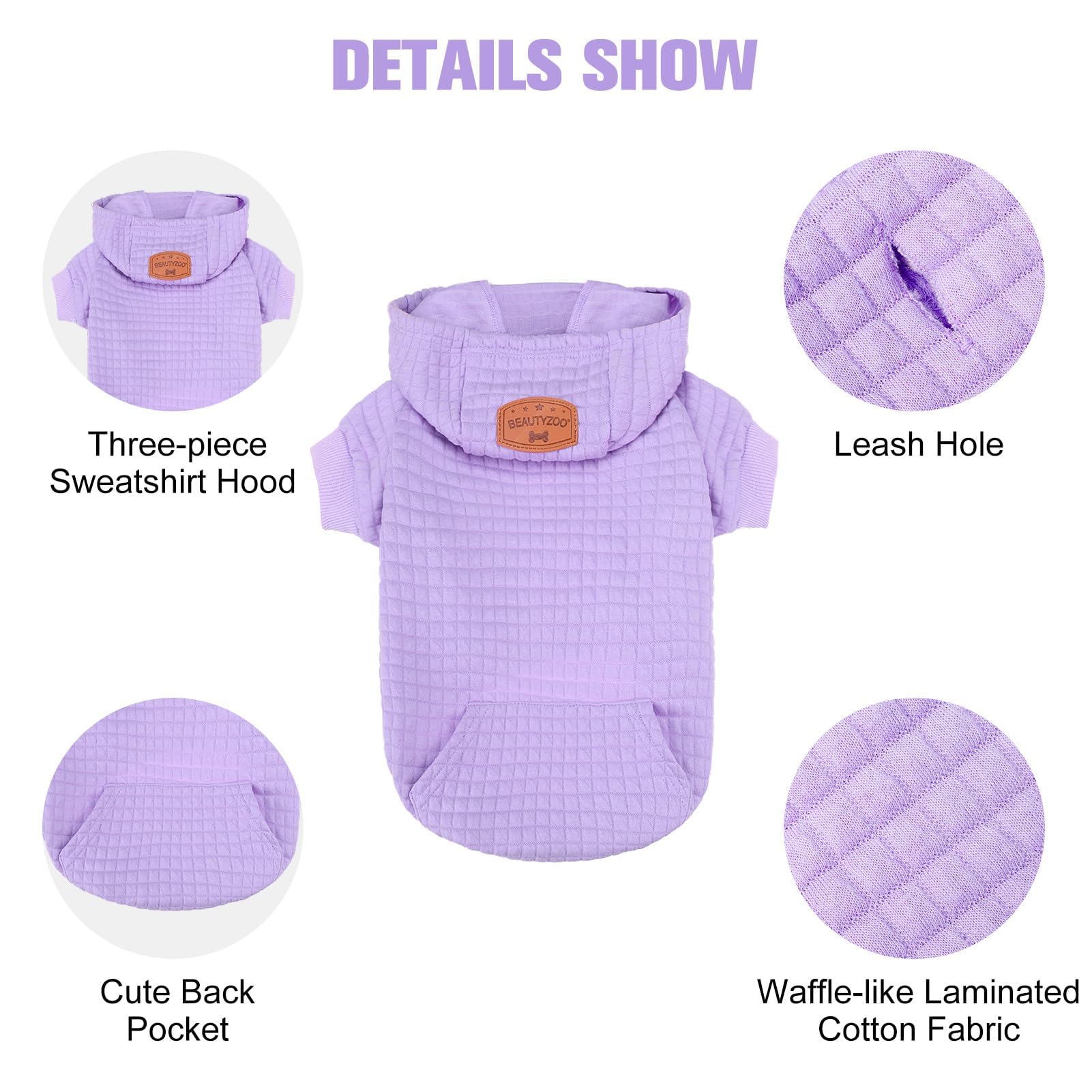 BEAUTYZOO dog hoodie purple XL pocket-detail for treats on outings