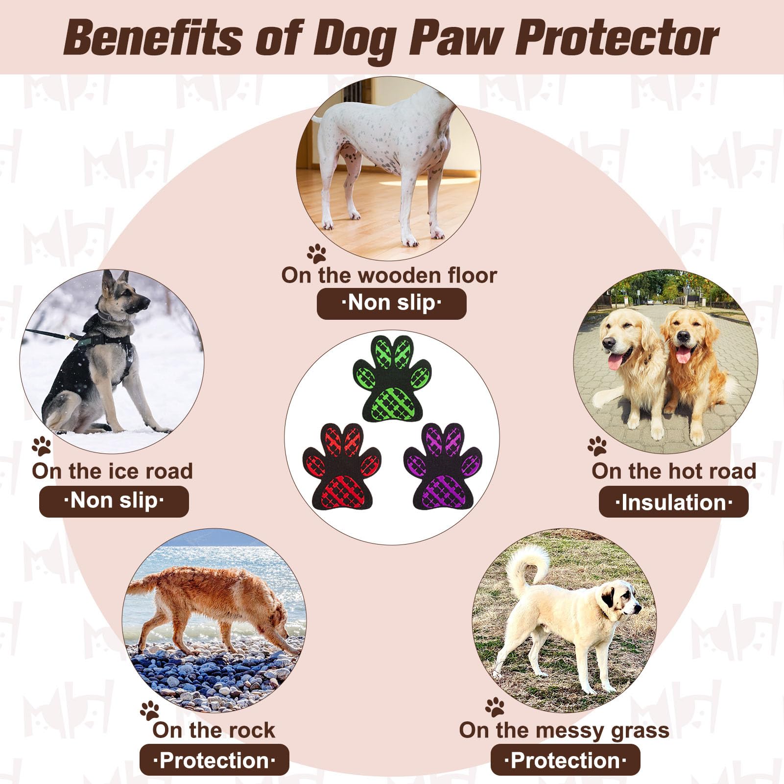 BEAUTYZOO dog paw protector on hardwood floor demonstrates stable movement for dogs