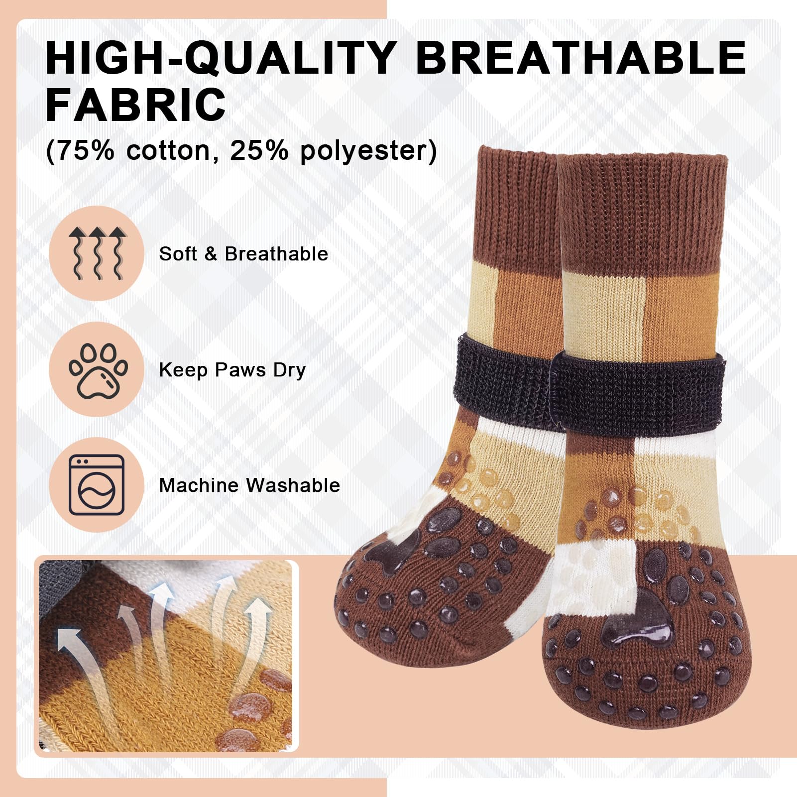 BEAUTYZOO all-season paw protection socks protect paws indoors and outdoors.