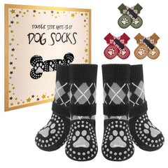 BEAUTYZOO dog socks close-up grip demonstrates anti-slip traction on smooth floors.