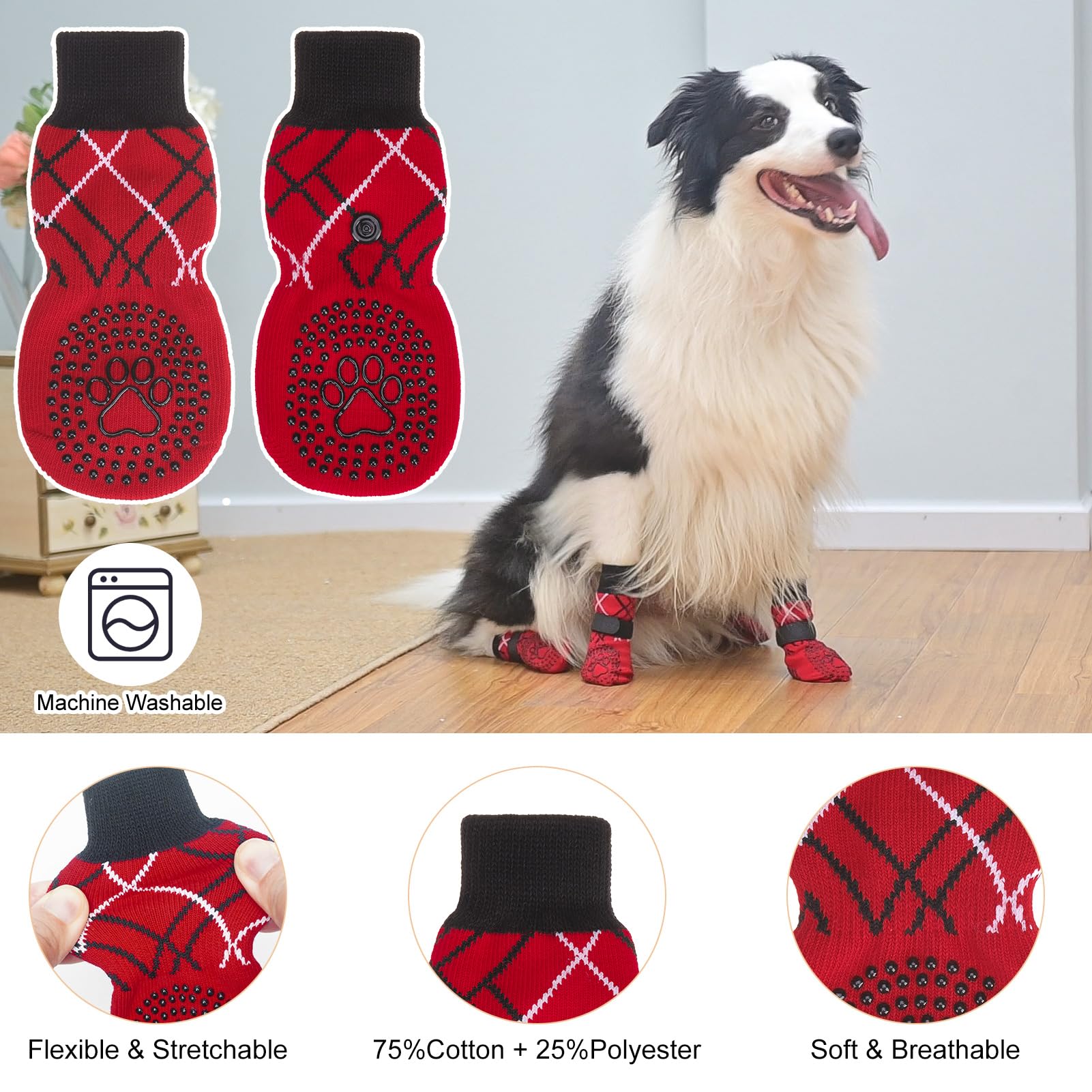 BEAUTYZOO dog socks come in color options for pets.