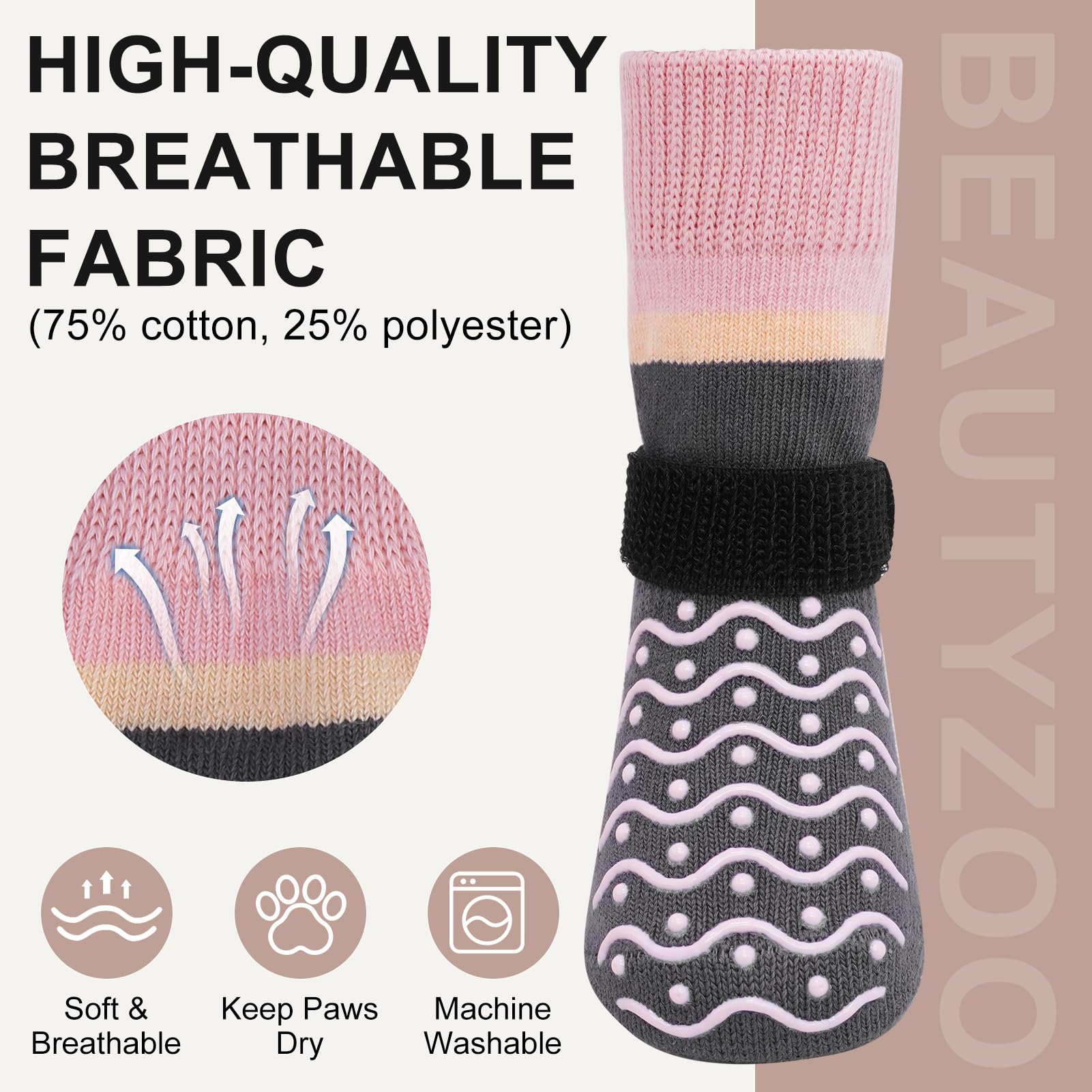 BEAUTYZOO Calcetines para perros tela de algodón cómodo para uso prolongado