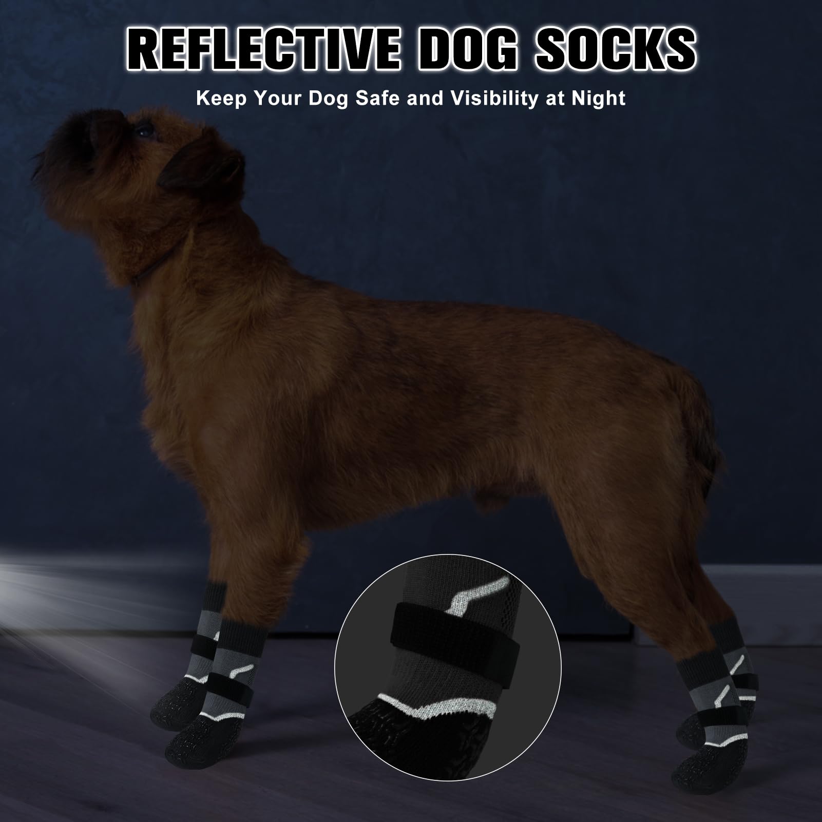 BEAUTYZOO dog socks glow-in-the-dark for safer night walks
