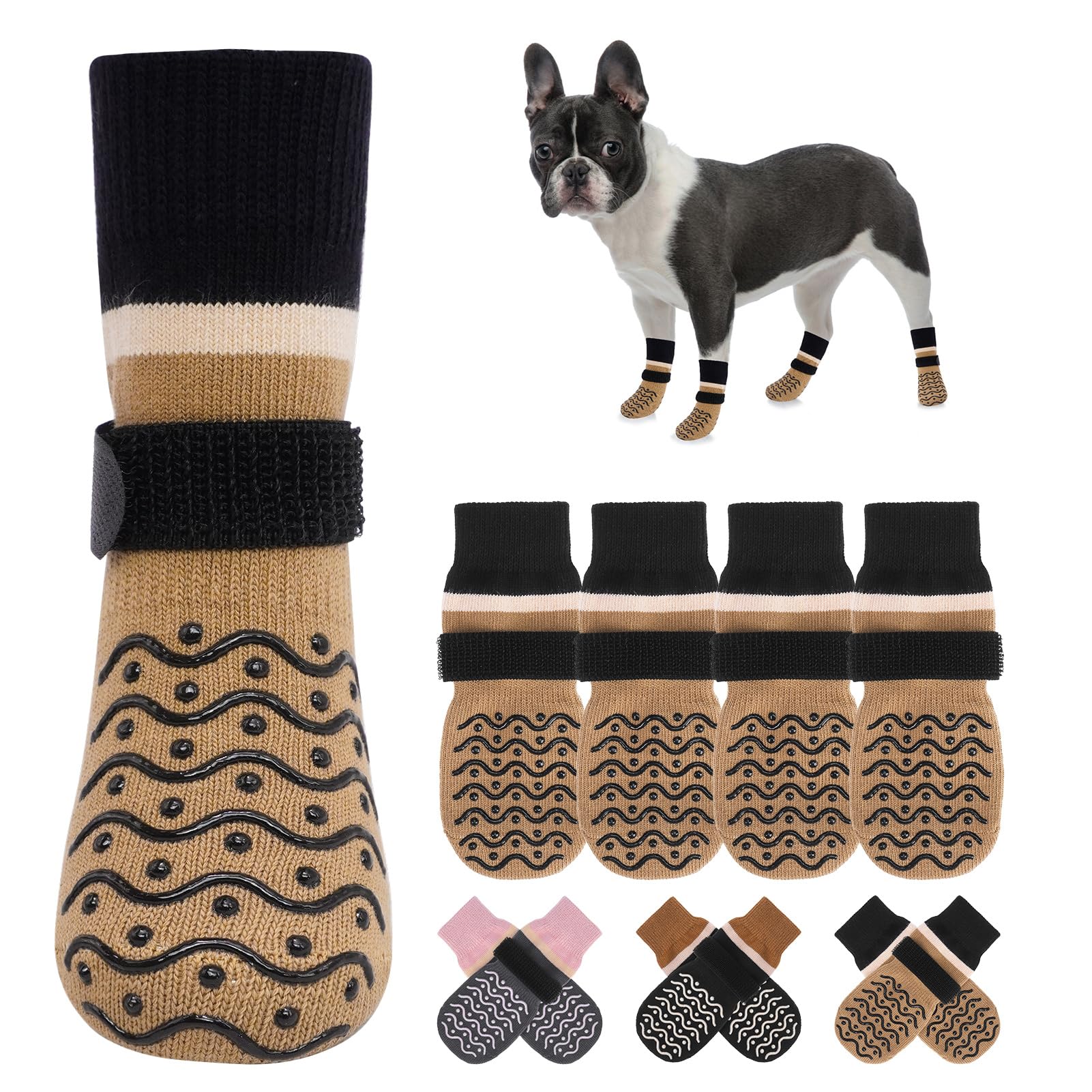 BEAUTYZOO Dog Socks with grippers provide traction on slick floors for confident movement.