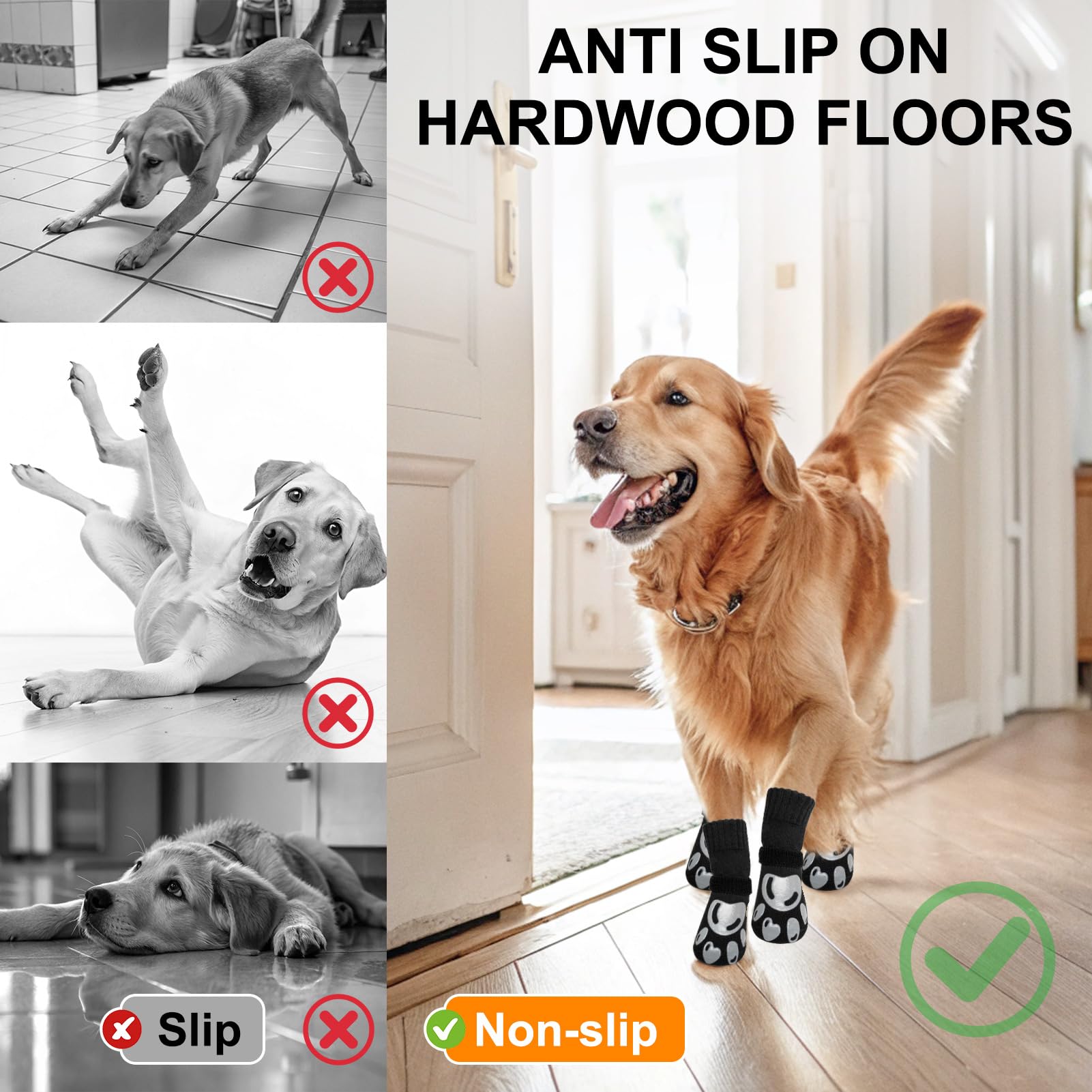 BEAUTYZOO dog socks shield paws from hot and cold pavement.