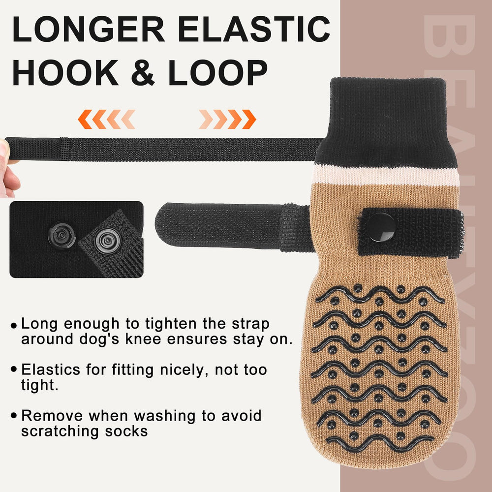 BEAUTYZOO Dog Socks are suitable for indoor and outdoor use in various conditions.