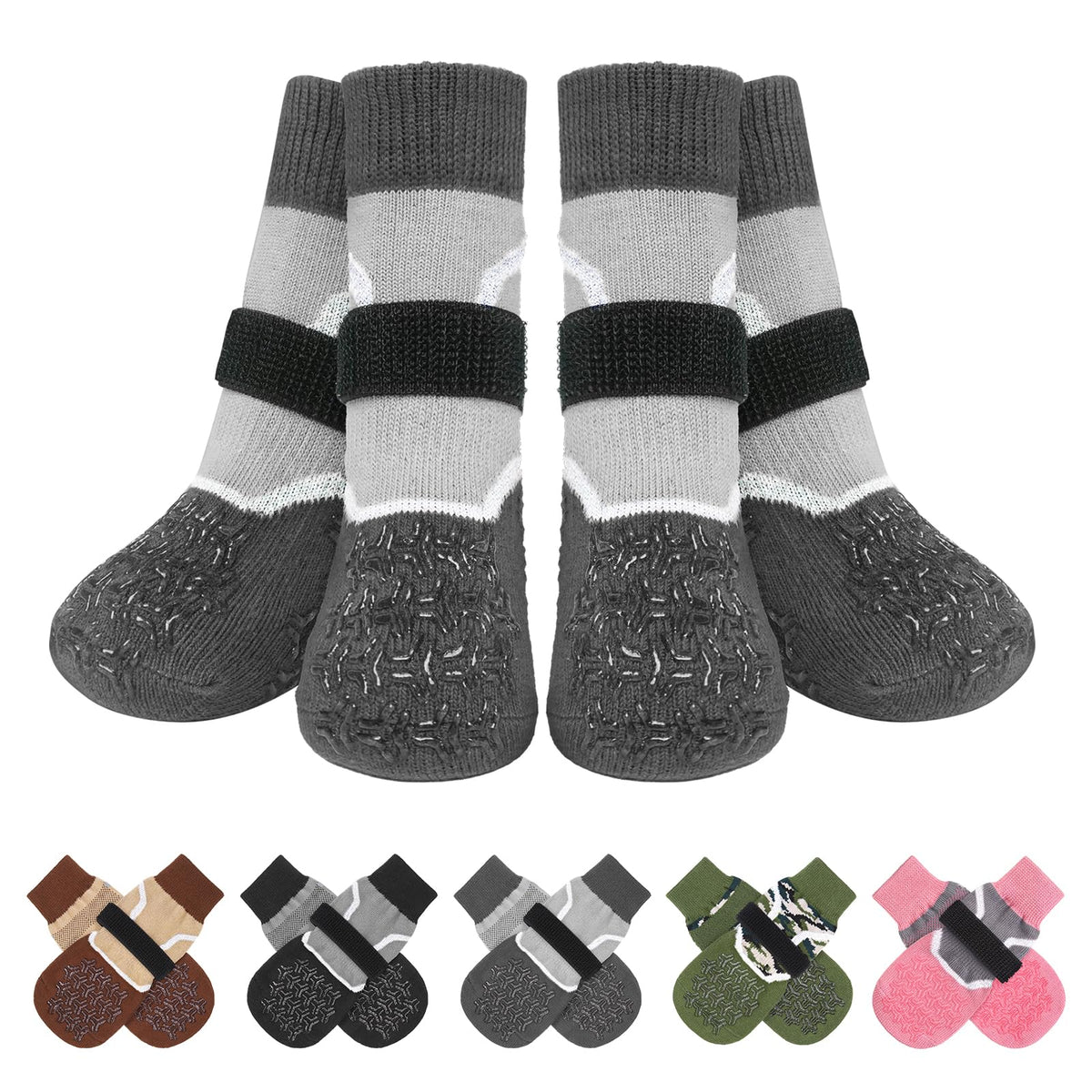 BEAUTYZOO dog socks showing paw measurement for precise sizing and secure fit