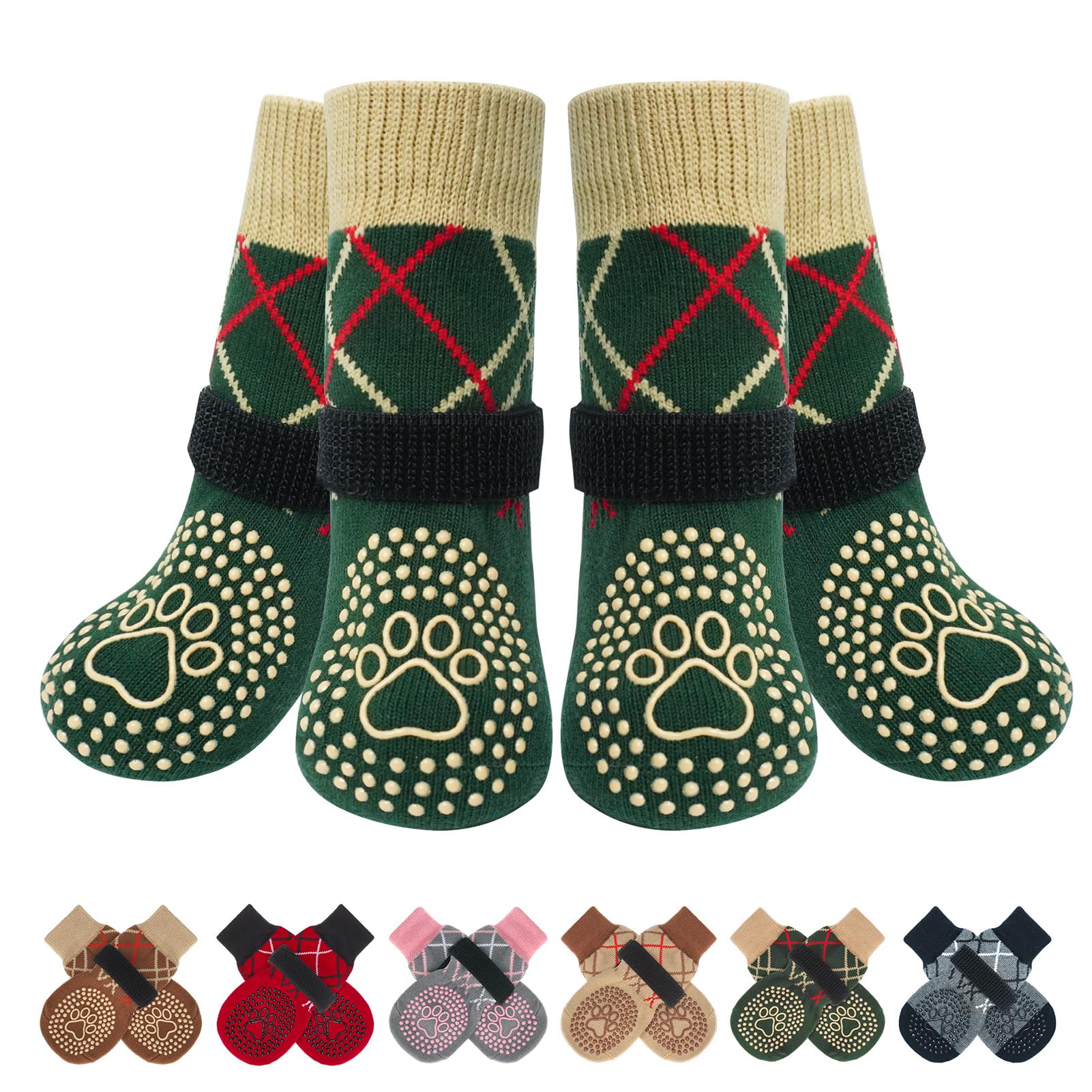 BEAUTYZOO dog socks with non-slip bottom provide safer indoor traction on hardwood floors