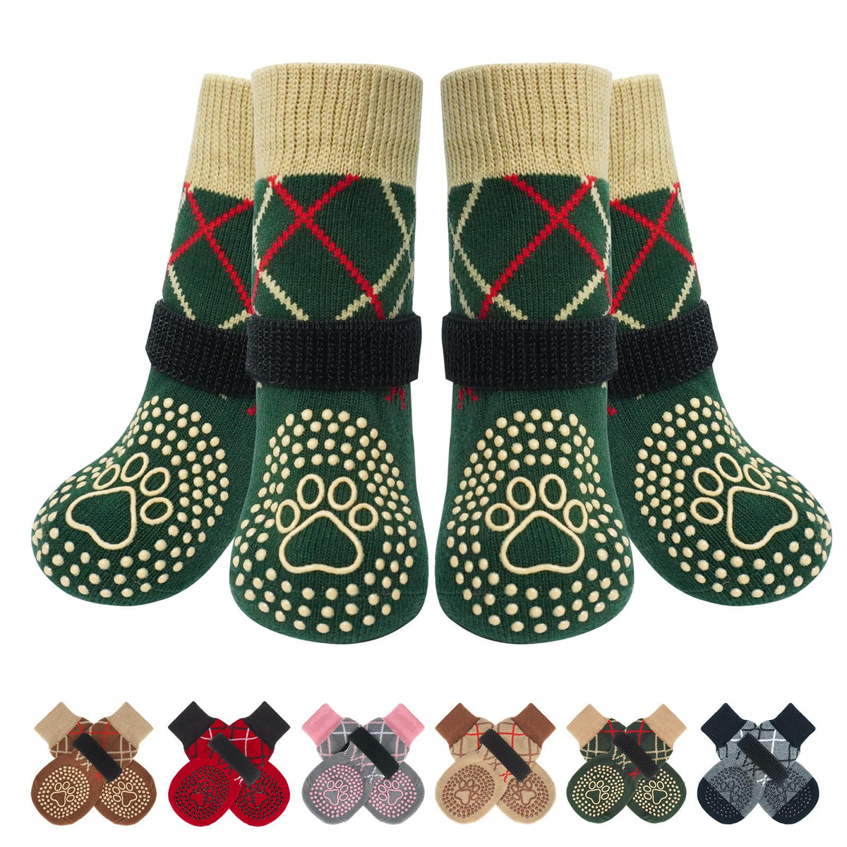 BEAUTYZOO dog socks with non-slip bottom provide safer indoor traction on hardwood floors
