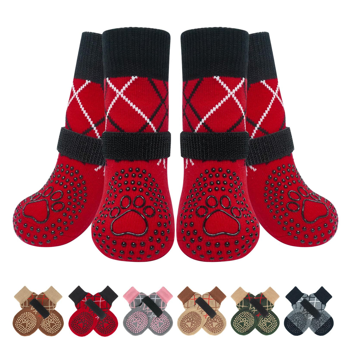 BEAUTYZOO dog socks with non-slip bottom provide secure floor grip.