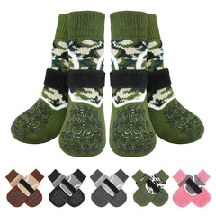 BEAUTYZOO dog socks with non-slip silicone grip for hardwood floors.