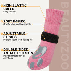 BEAUTYZOO dog socks offer non-slip traction on tile and wood floors.