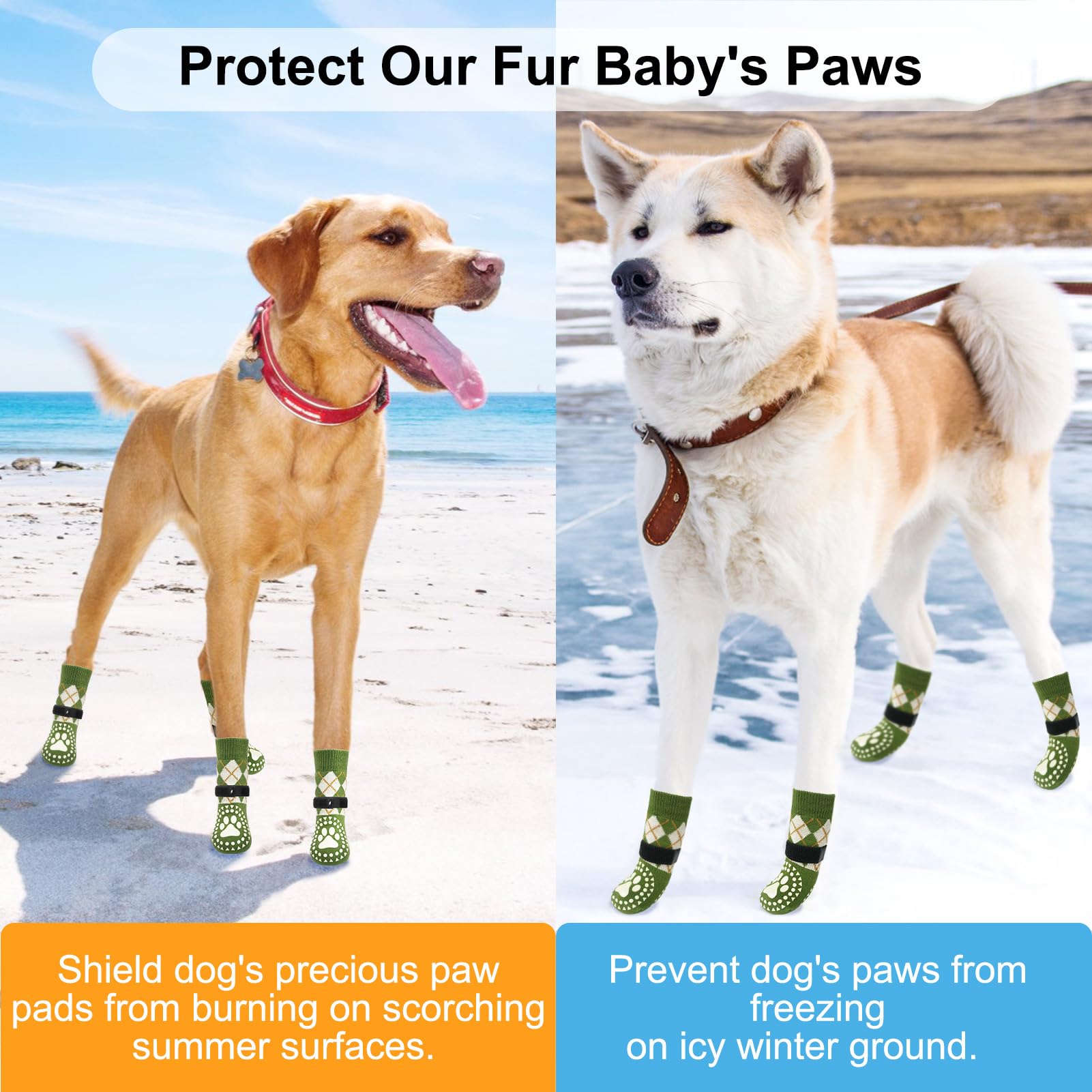 BEAUTYZOO dog-socks-on-hardwood-floor helps protect flooring during play.