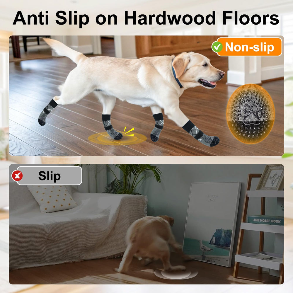BEAUTYZOO socks on wood floor illustrate reliable traction during indoor play