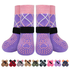 BEAUTYZOO dog socks pack 6pcs shown with paw-width measurement for proper fit and comfort.