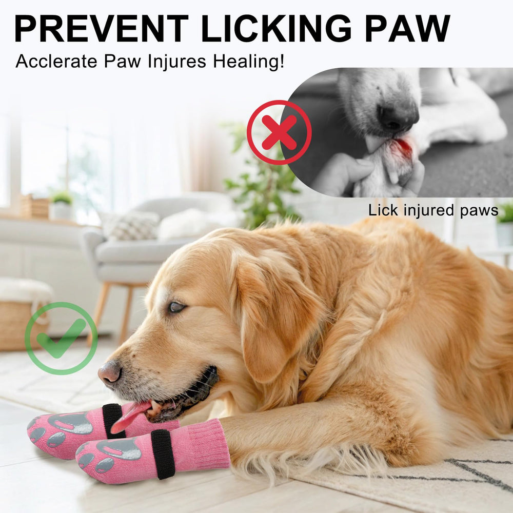 BEAUTYZOO paw-protecting socks help prevent paw licking during rest and play.