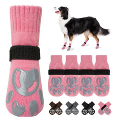BEAUTYZOO dog socks with paw-print grippers deliver secure traction on slick floors.