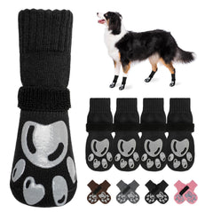 BEAUTYZOO dog socks with paw-print sole offer non-slip traction for hardwood floors.
