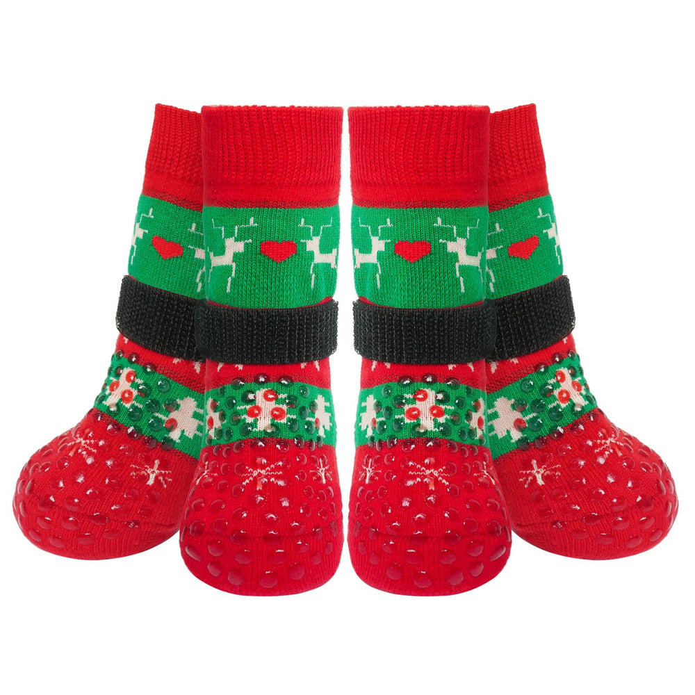 BEAUTYZOO dog socks provide paw protection with a non-slip grip for hardwood floors.