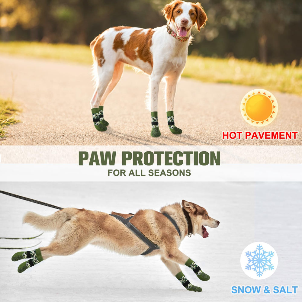 BEAUTYZOO paw-protectors shown on dog's paws for gentle traction.
